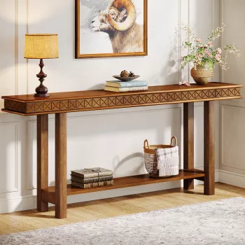 70.9-Inch Extra-Long Console Table With 2-Tier Storage