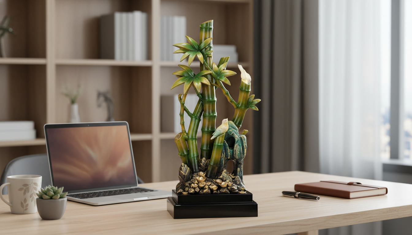 Bamboo-Inspired Resin Decor for Calm Home Offices