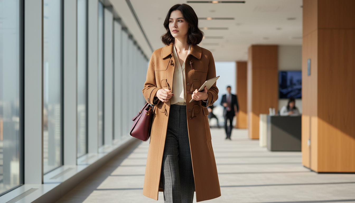 Camel Double-Sided Wool Coat: Mid-Length Office Essential