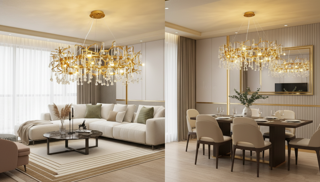 Gold Round Crystal Chandelier: Living & Dining Guide