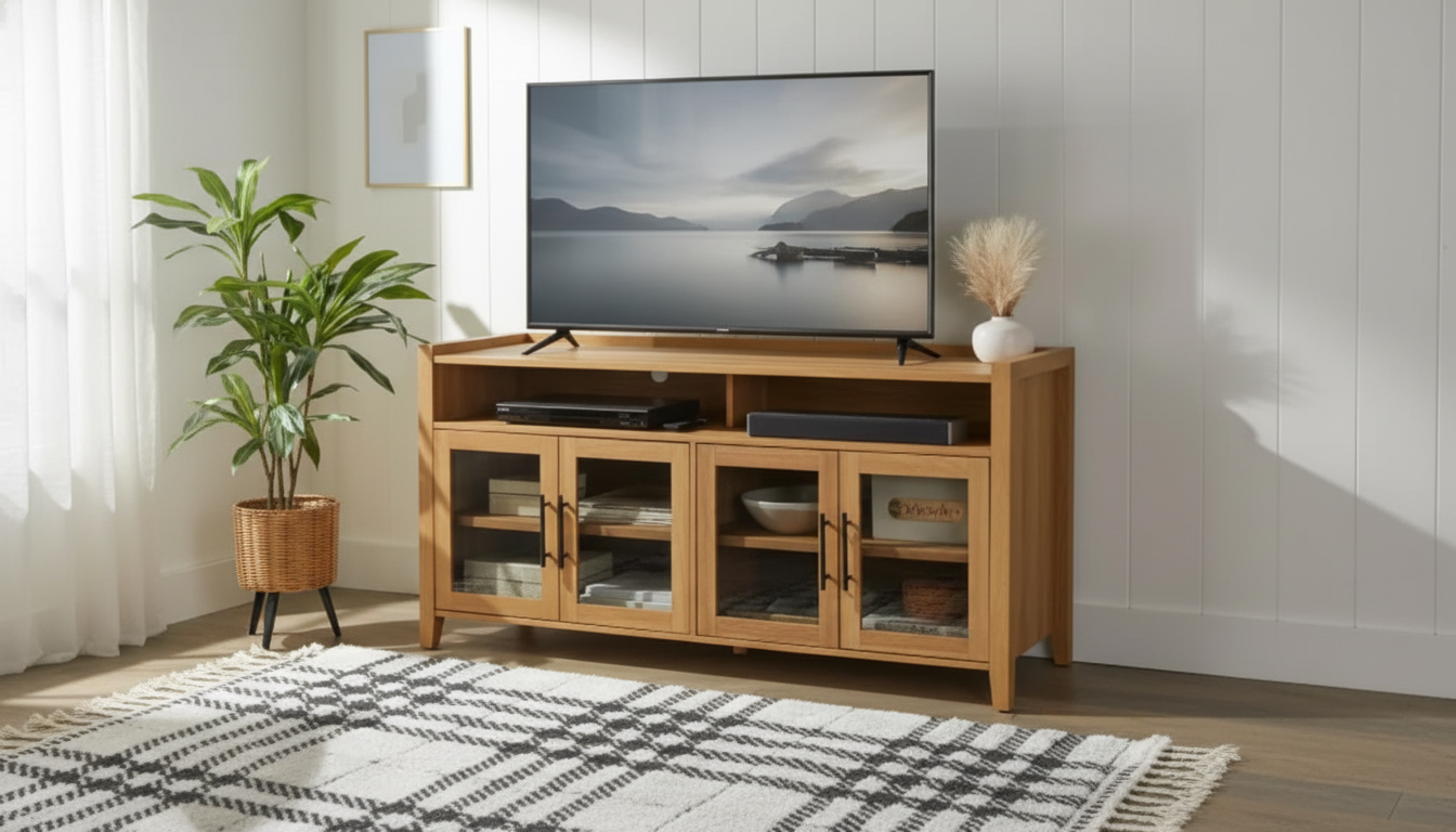 Light Honey Refined Farmhouse 65" TV Stand Guide
