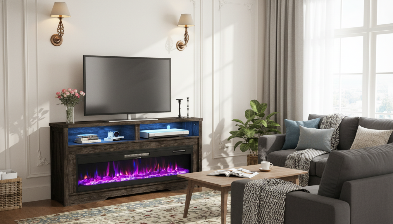 Modern Electric Fireplace TV Stand: LED & Storage Guide