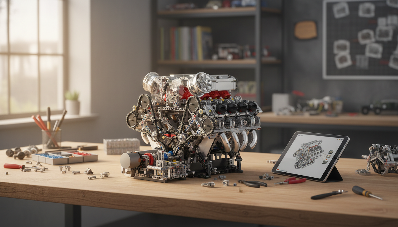 Motorized V8 Engine Model Kit: Supercar STEM Build