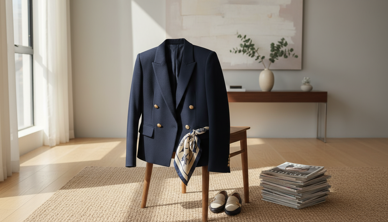 Slim Fit Double-Breasted Wool Blazer, Silk Lined