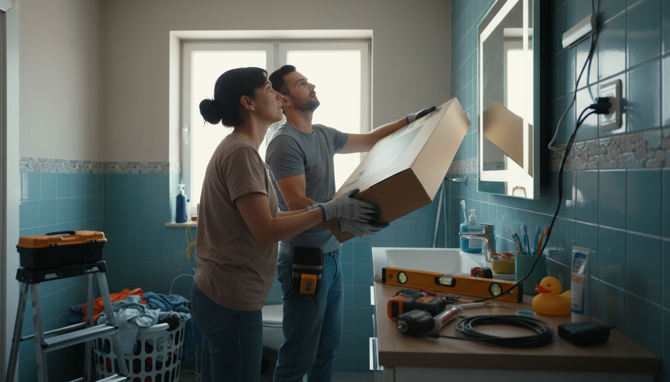 Install an LED Lighted Vanity Mirror: Wall Mount Steps